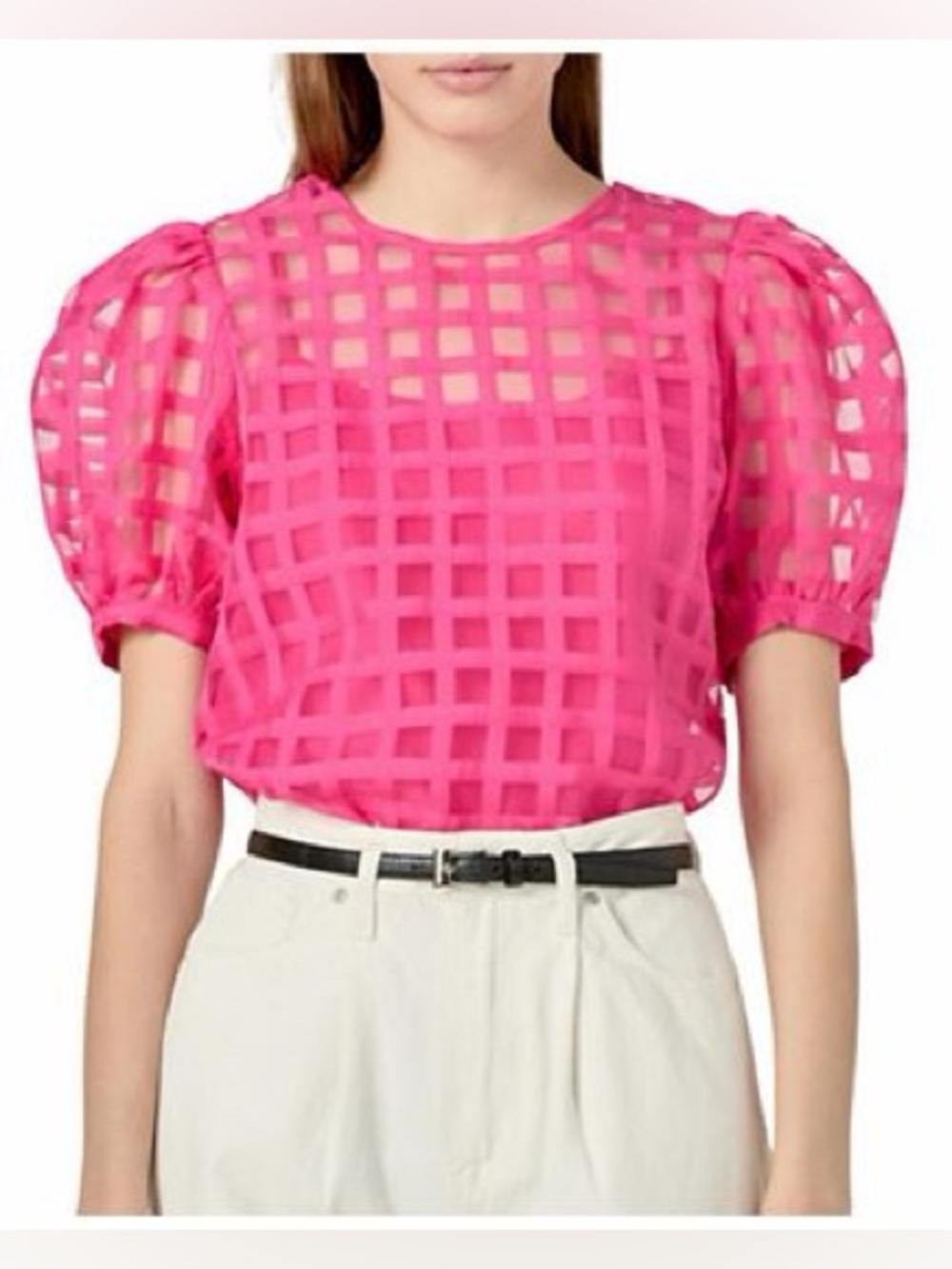 English Factory Sheer Textured Pink Blouse